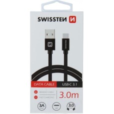 Kabl USB A-Tip C Swissten 3m crni