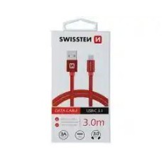 Kabl USB A-Tip C Swissten 3m crveni